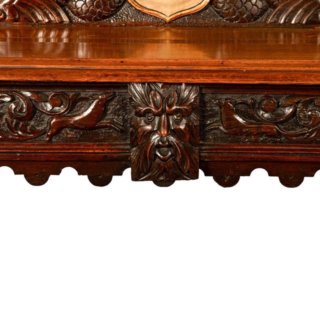 Antique Carved Oak Hall Table Skipworth Family Painted Royal Coat of Arms 1860 For Sale - Image 16 of 18