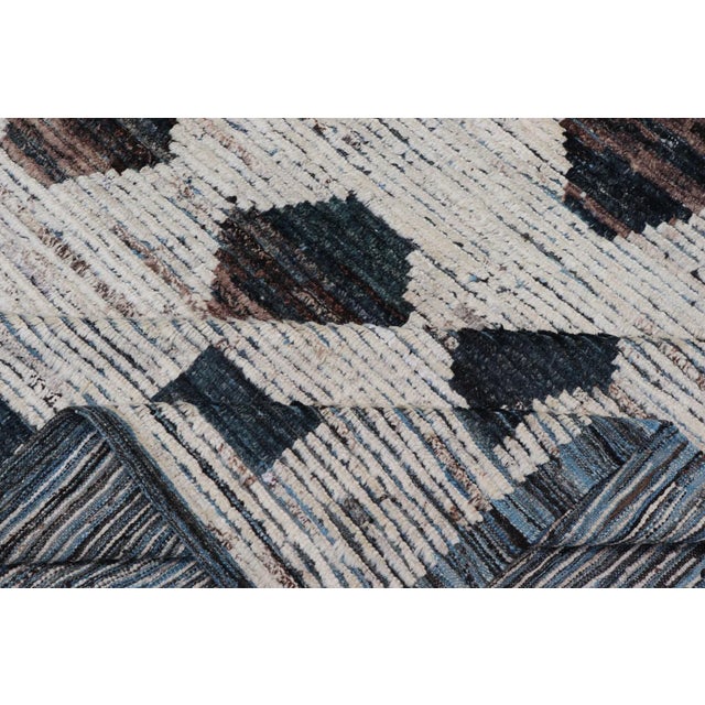 Teal and Brown Geometric Tribal Rug by Keivan Woven Arts 9'5 X 11'6 For Sale - Image 11 of 12