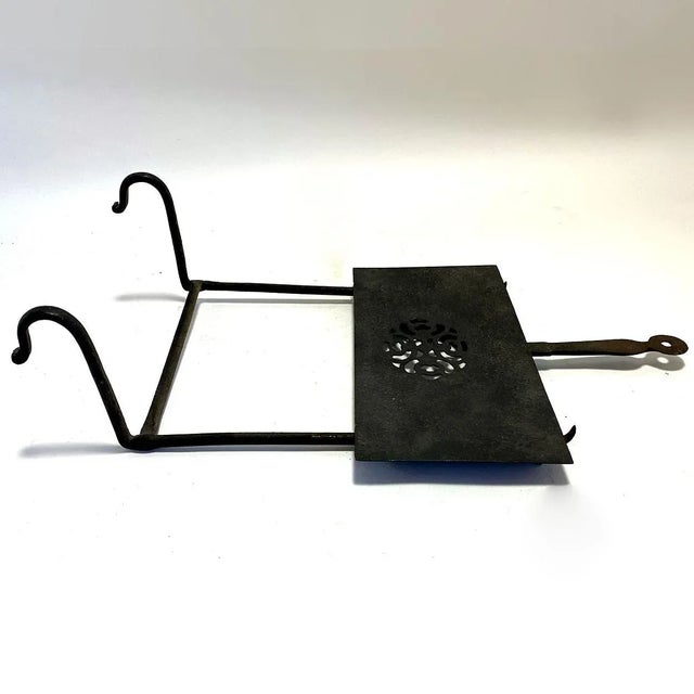 English Georgian Forged Iron Sliding and Hanging Fireplace Hearth Trivet For Sale - Image 9 of 12