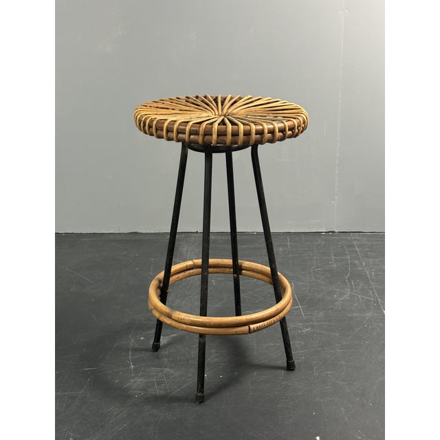 Mid-Century Modern Mid-Century Dutch Rattan Bamboo Bar Stools by Dirk Van Sliedrecht for Rohé Noordwolde, 1950s For Sale - Image 3 of 18