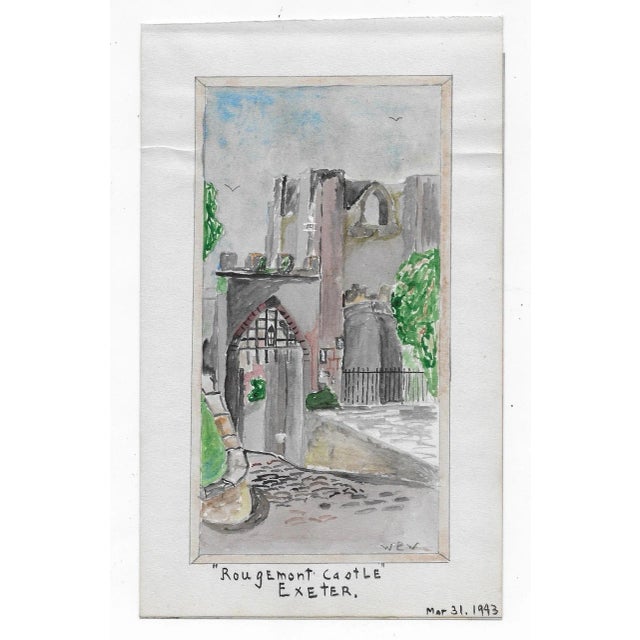 Rougemont Castle in Exeter by William E. Wood, a Paignton, Devon artist. Watercolor on paper, signed, dated and titled....
