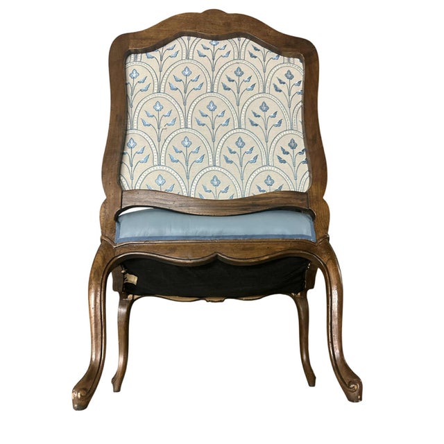 Schoonbeck of Grand Rapids Mid 20th Century Schoonbeck of Grand Rapids Louis XV Oak Fauteuils With New Leather and Embroidery Upholstery - A Pair For Sale - Image 4 of 7