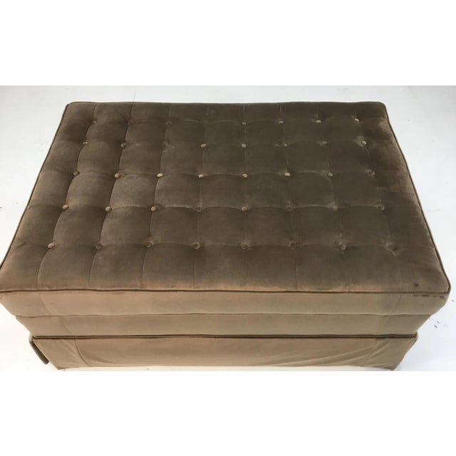 Modern Transitional Henredon Brown Velvet Tufted Storage Ottoman For Sale - Image 3 of 5