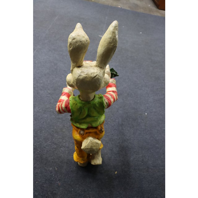 1950s Hand-Painted Folk Art Rabbit Figure With Carrot For Sale - Image 12 of 13