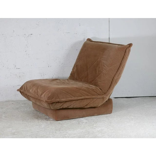 French Velvet Fireside Caramel Chair, 1970s For Sale - Image 14 of 18