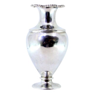 Rounded Silver Jug with Pearly Rim and Circular Base For Sale