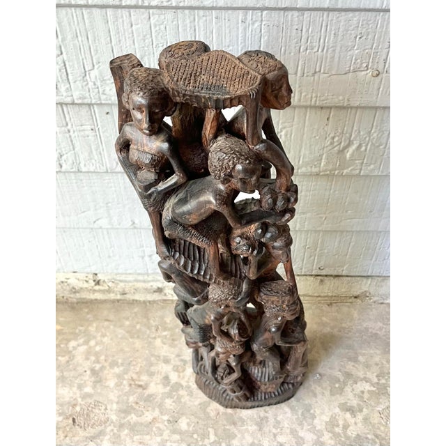 African Hand Carved Mpingo African Family Tree of Life Makonde Ujamaa Sculpture For Sale - Image 3 of 12
