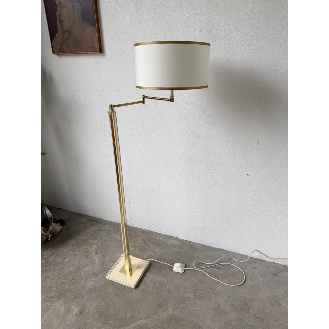 Floor Lamp with Articulated Arm in Brass-Plated Metal, 1980s For Sale - Image 15 of 18