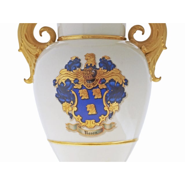 Mid 19th Century KPM Berlin Armorial Vase Gilt Griffin Handles Coat of Arms Porcelain Vase Empire Style Wedding Gift Antique Heraldry For Sale - Image 5 of 7