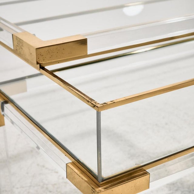 Brass and Acrylic Glass Console Table from Fabian, 1970s For Sale - Image 9 of 18