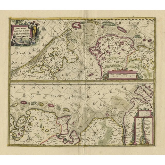 Dutch and German North Sea Coast of Friesland, 1680, Paper For Sale