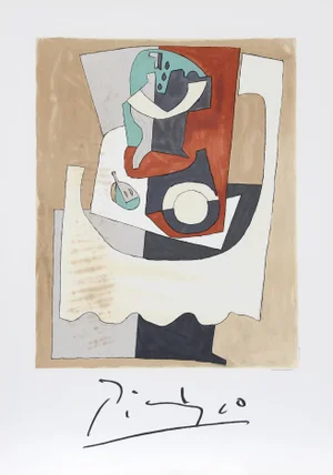 1980s "Nature Morte au Gueridon et a l'Assiette" Lithograph After Pablo Picasso