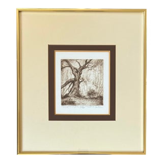 Vintage Etching Entitled ‘Magicians Tree’s’ by Michael Kohler Matted and Framed For Sale