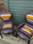 Antique Bohemian Stripped Upholstered Rustic Armchairs (all new upholstery & fabric) set of 2 ~ We have just...