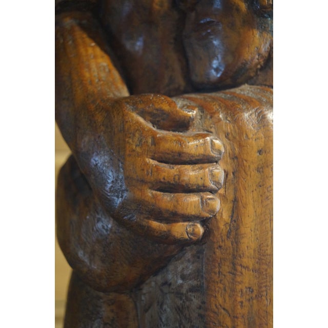 Mid Century Mexican Carved Wood Sculpture Mother and Child For Sale In San Antonio - Image 6 of 13