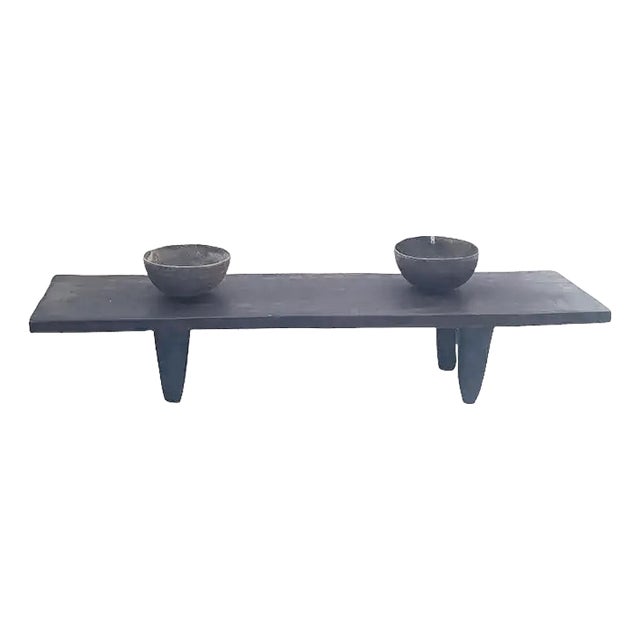 Vintage Large African Wood Senufo Coffee Table Stool 74.5" W Côte d'Ivoire For Sale