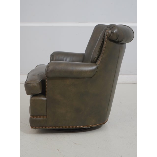 Hancock & Moore Green Leather Swivel & Rocking Chair | Chairish