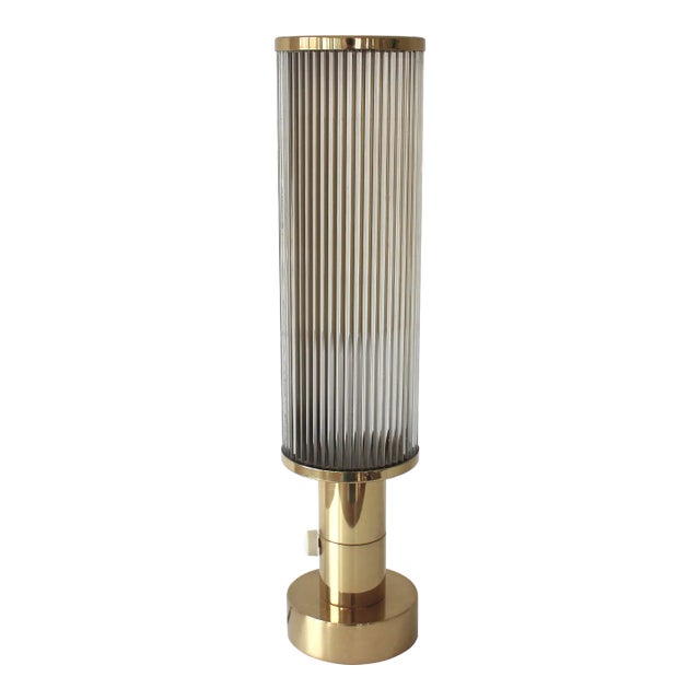Vintage Art Deco Table Lamp Glass Rods Brass Dimmer Switch For Sale
