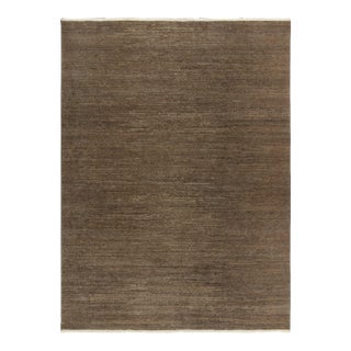 Rug & Kilim’s Contemporary Textural Rug in Brown, Simple Solid Striae For Sale