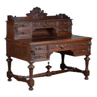 George III Style Carved Oak Chest, 1880s For Sale