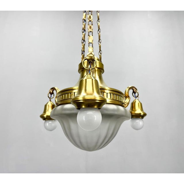 1920s Art Noveau German Brass Chandelier, 1920s For Sale - Image 5 of 10
