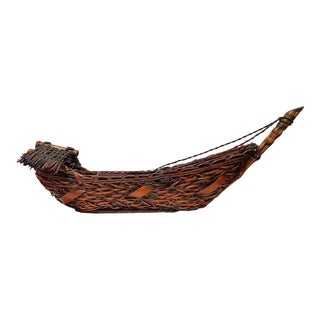 Early 20th Century Japanese Ikebana Basket Boat Shape For Sale