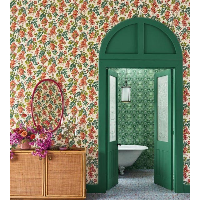 Bougainvillea Wallpaper - Bright Pink - Sample | Chairish