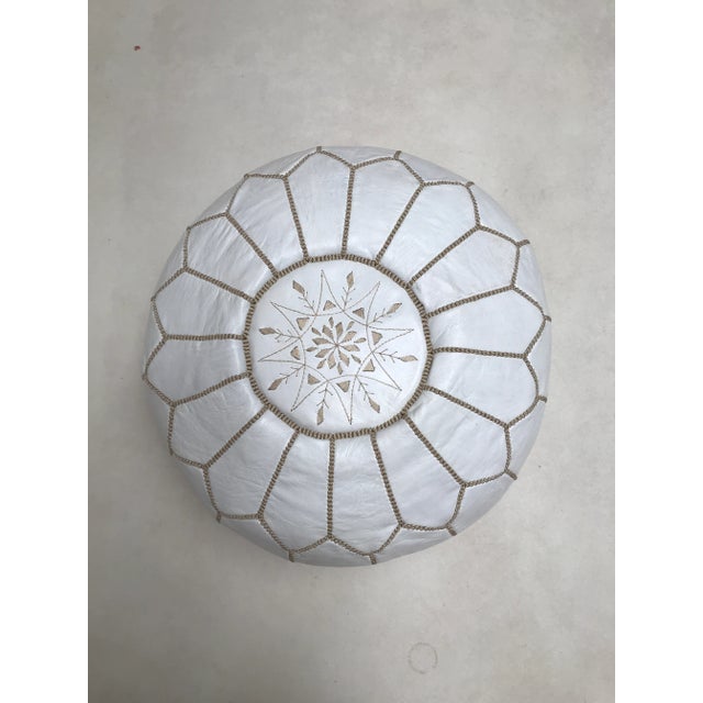 Moroccan Leather Pouf Ottoman Covers - a Pair For Sale - Image 4 of 8