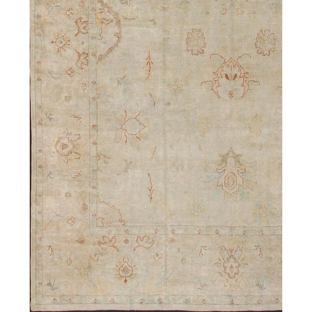 Turkish Large Turkish Oushak Rug With Pastel Colors and All-Over Floral Design For Sale - Image 3 of 13