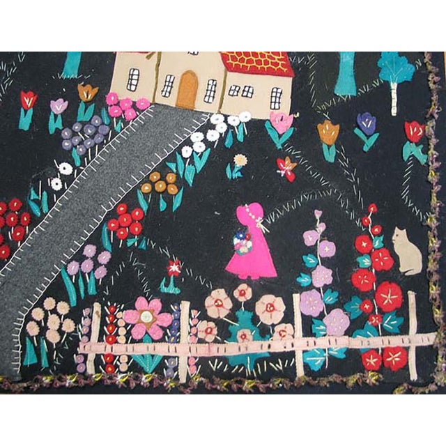 1900s Black Scene Pictorial Antique American Applique Rug 2'x3' 2" Flatweave Wool Carpet For Sale - Image 4 of 4