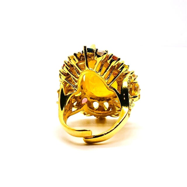 Bochic “Capri” Vintage Ruby & Natural Diamonds Ring Set In 18K Gold & Silver For Sale - Image 9 of 11