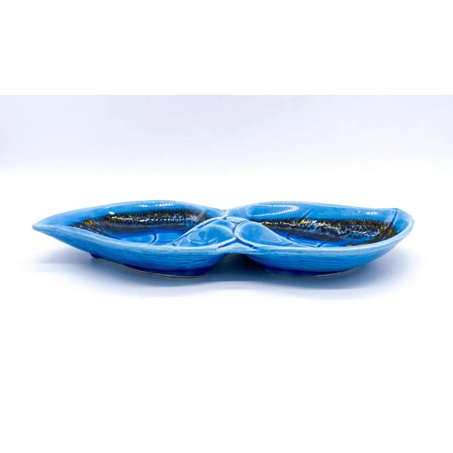 Mid-Century Modern Mid-Century Santa Anita California Pottery Divided Dish – Leaf Motif / Retro Entertaining For Sale - Image 3 of 8