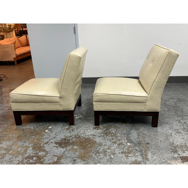 Crate & Barrel Crate & Barrel Leather Slipper Lounge Chairs, Pair For Sale - Image 4 of 12