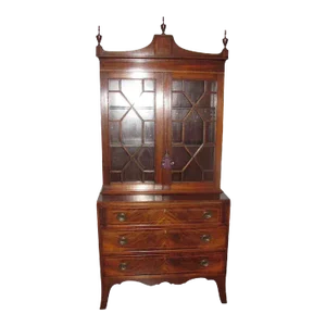 Antique American Federal Mahogany Secretary Bookcase Circa 1810