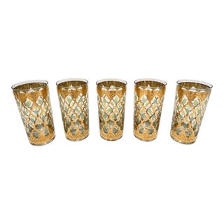 1960s Culver LTD Highball Glasses 22 K Gold Valencia Design For Sale