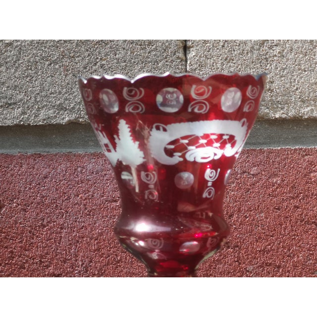 Ruby Red Crystal Vase For Sale - Image 5 of 10