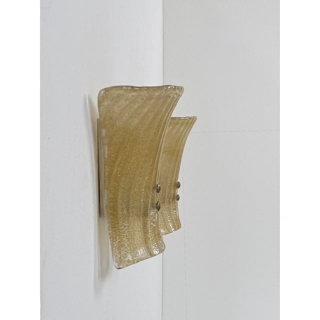 Vintage Wall Sconces in Pressed Molded Murano Glass, Italy, 1980, Set of 2 For Sale - Image 9 of 9