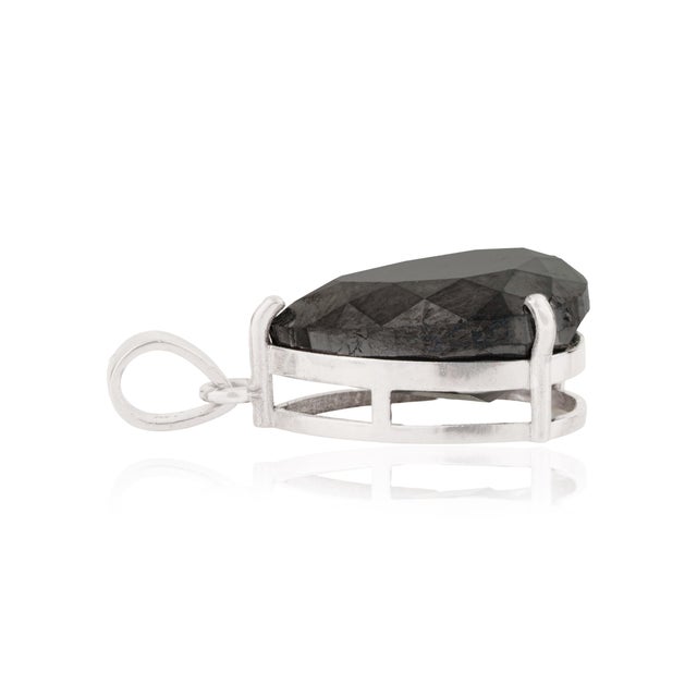 Metal VRJewels 5.89ct Bold Black Diamond Pear Cut Solitaire Pendant in 14k White Gold For Sale - Image 7 of 14