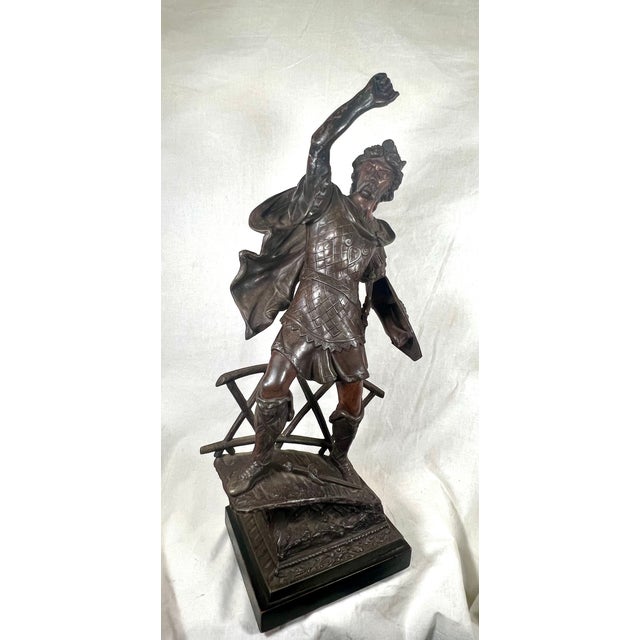 Early 20th Century Pair of Bronzed Finish Spelter Figures of Gallic Warriors For Sale - Image 13 of 18