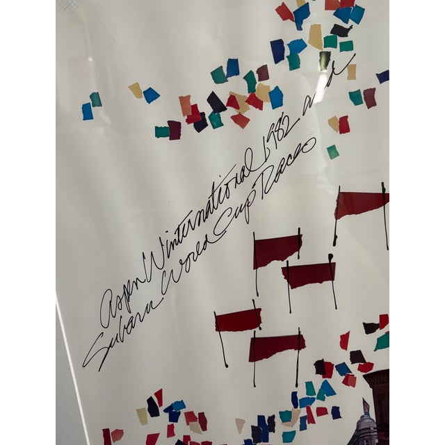 1980s Vintage Terry Rose Aspen Winternational 1982 Framed Lithograph Signed Numbered 22/300 For Sale - Image 5 of 12