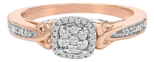 14K Rose Gold Plated Sterling Silver 1/6 Cttw Diamond Knot Cluster Ring - Size 7