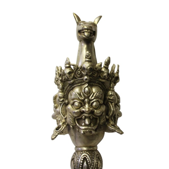 Chinese Tibetan Silver Color Ritual Phurba Mahakala Accent Figure For Sale - Image 4 of 6