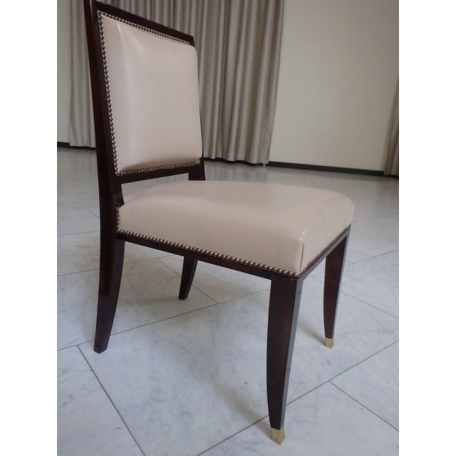 Beige Leather Side Chairs with Brass from the Hotel Baur Au Lac Zurich, 1980, Set of 2 For Sale - Image 15 of 18