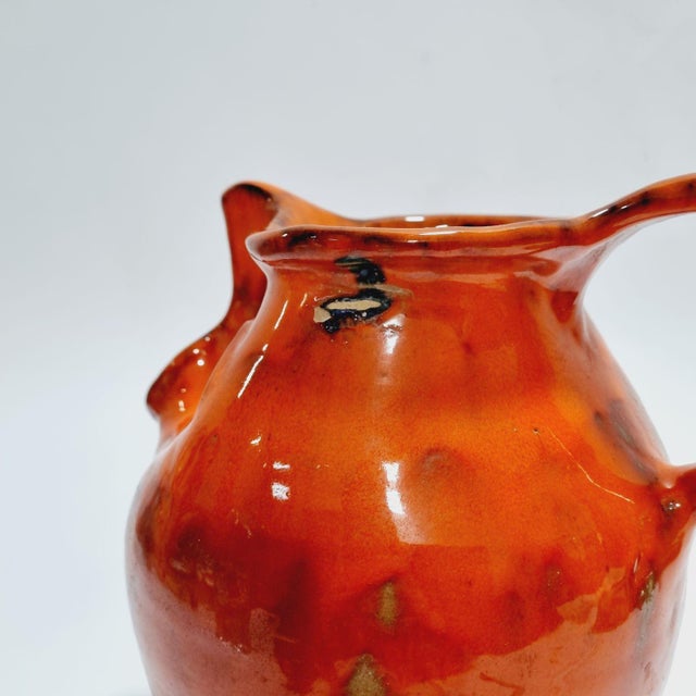 1960s Vintage Orange Glazed Ceramic Face Jug, 1960s For Sale - Image 5 of 15