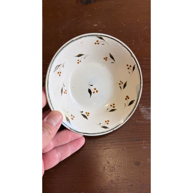 Farmhouse Antique Leeds Pearlware Cup and Saucer With Brown Foliate Decoration, Circa 1800 For Sale - Image 3 of 12