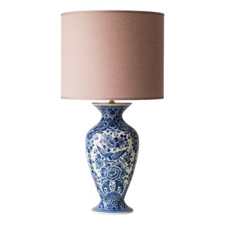 Vintage Delft Blue and White Hand-Painted Ceramic Table Lamp from Velsen, 1950s For Sale