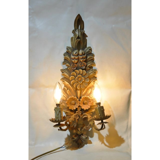 Polychrome and Wood Sconce, 1960s For Sale - Image 9 of 13