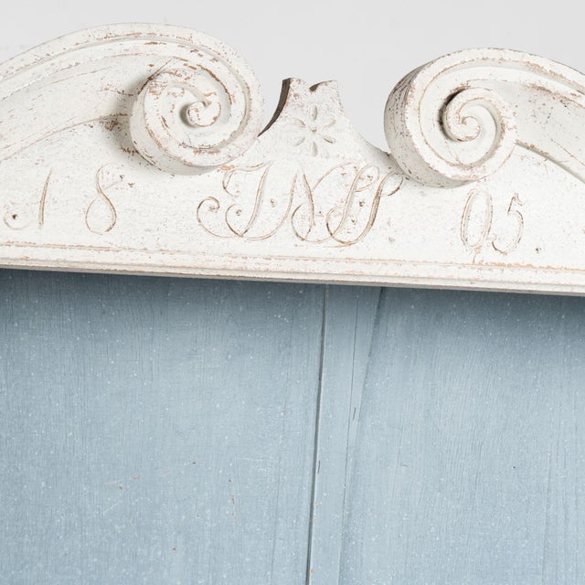 Wood White Painted Danish Oak Tall Secretary Dated 1805 For Sale - Image 7 of 12