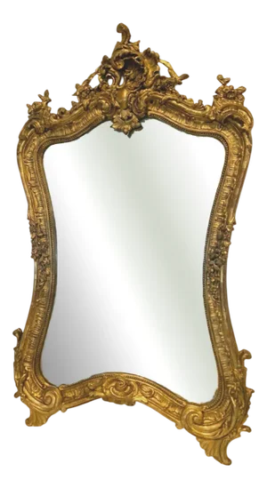 Louis XV Style Rocaille Mirror in Wood and Gilded Stucco