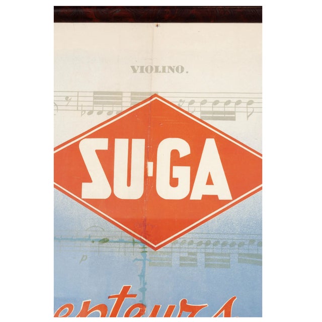 French Large Stradivarius Su-Ga Radio Poster — French Color Lithograph, 1930s For Sale - Image 3 of 4